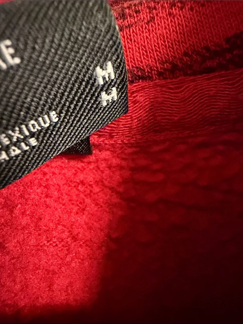 The North Face Red and Black Plaid Zip-Up Hoodie Sweater